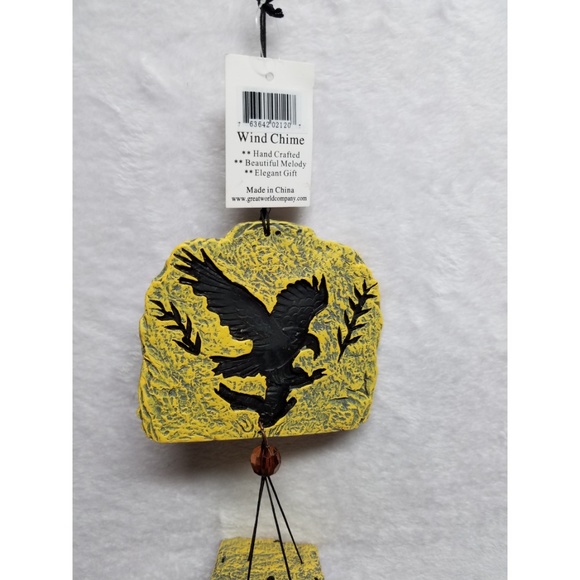 Windchime Yellow Etched Polyresin Stone Eagle - Picture 3 of 4